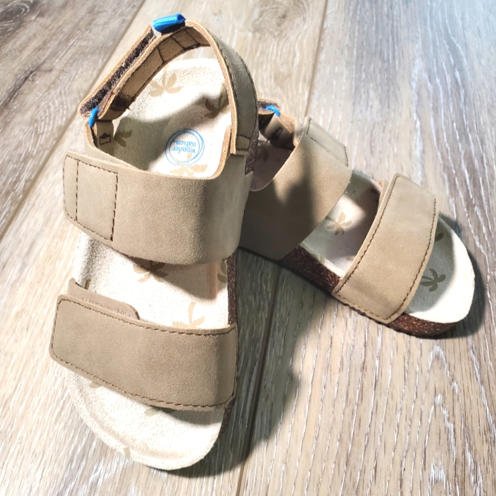 Wonder Nation toddler boys double strap faux leather tan sandal Size 9
